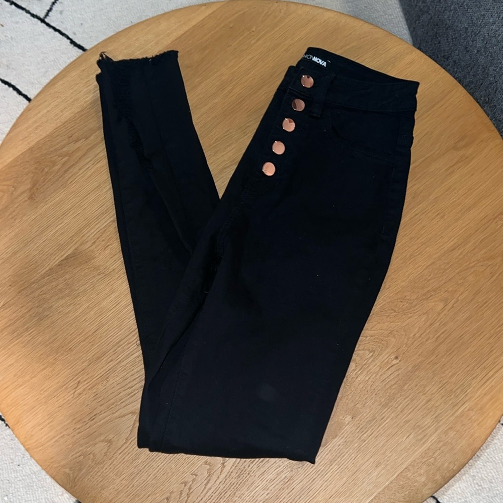 Black Distressed High Rise Jeans